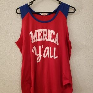'MERICA Y'ALL RED AND BLUE PATRIOTIC TANK